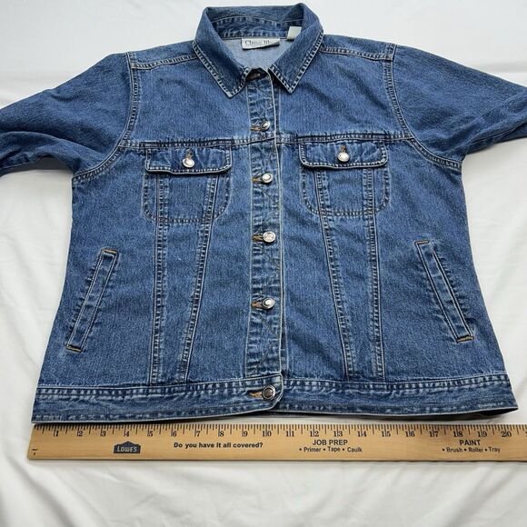 Classic Blues Collection Women's L Denim Jean Jacket Cotton Button Trucker - Picture 12 of 16